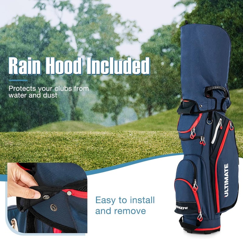 GYMAX Golf Bag, 14 Way Divider Golf Cart Bag with Rain Hood & Cooler Bag, Waterproof Golf Club Bag for Men & Women, Portable Lightweight Golf Bag - Image 5